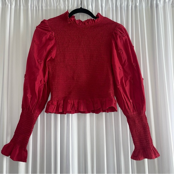 FARM RIO Farm Rio Burgundy 3d Hearts Blouse - Picture 3 of 7